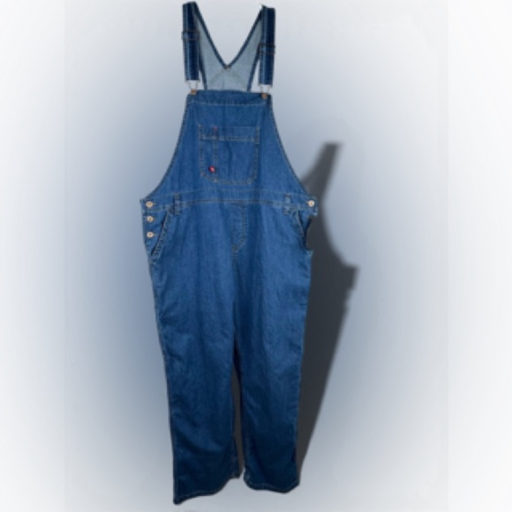 Dickies Bib Overalls Relaxed Fit Straight Leg Fits Over Boots Size XL Blue Denim